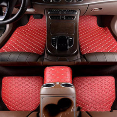 M48 Premium Fit Car Mat Set. Black Quilted Leather
